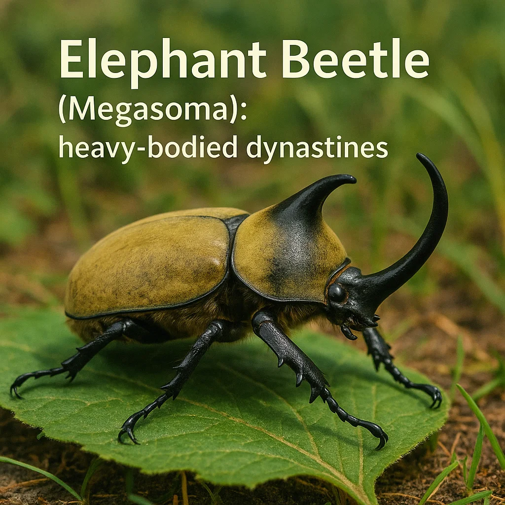 Elephant Beetle (Megasoma): heavy-bodied dynastines