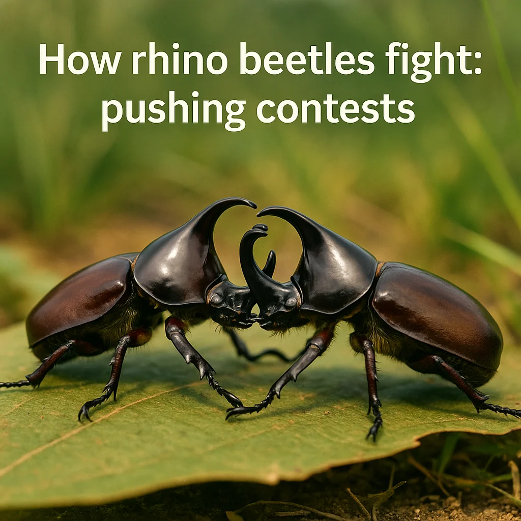 How rhino beetles fight: pushing contests
