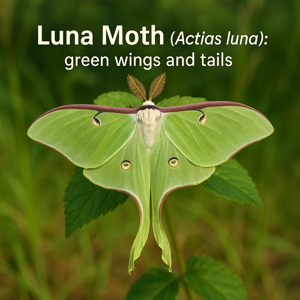 Luna Moth (Actias luna): green wings and tails