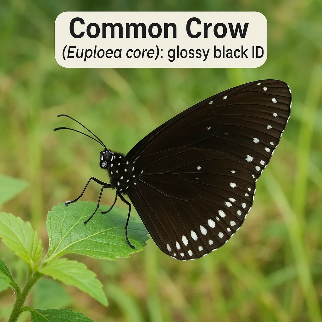 Common Crow (Euploea core): glossy black ID