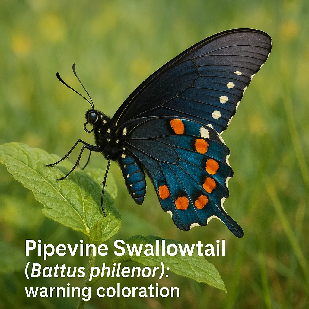 Pipevine Swallowtail (Battus philenor): warning coloration