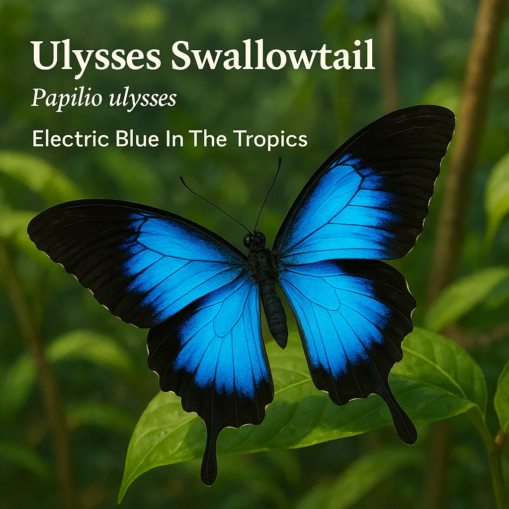 Ulysses Swallowtail Papilio Ulysses Electric Blue In The Tropics