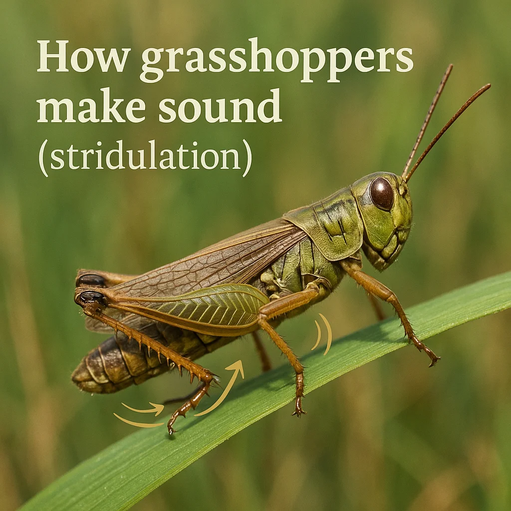 How grasshoppers make sound (stridulation)