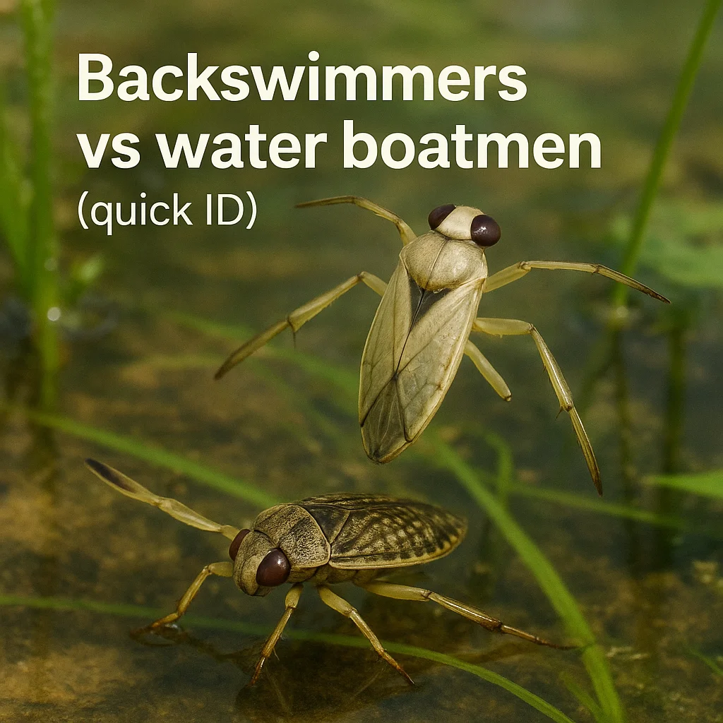 Backswimmers vs water boatmen (quick ID)